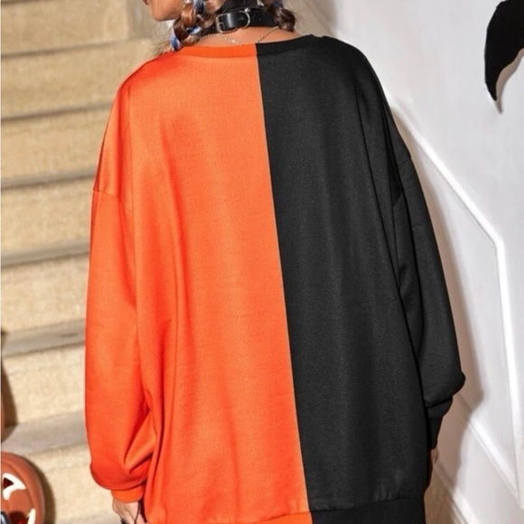 Halloween pumpkin print two-tone pull over - Picture 2 of 2